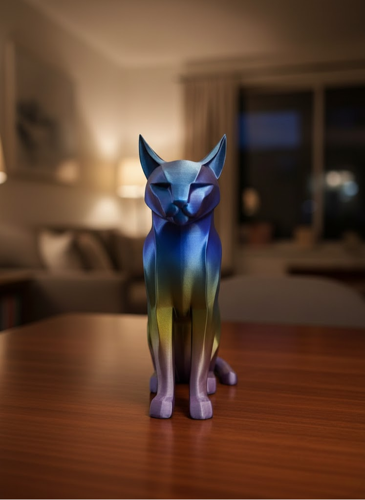 Rainbow Renkli Kedi Biblosu Dekoratif Masa ve Raf Süsü - Lisinya