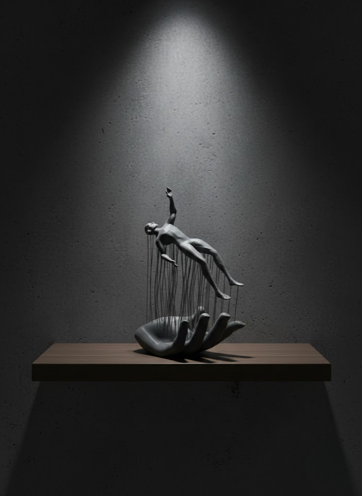 Gri El İnsan Figürü Minimal ve Anlamlı Dekoratif Biblo Modern Ev Dekorasyonu - Lisinya