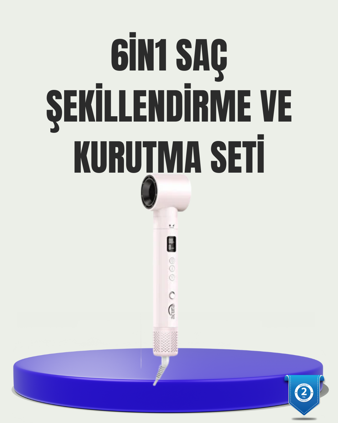 Çok Fonksiyonlu 6 Başlıklı Saç Kurutma ve Şekillendirme Seti - Lisinya