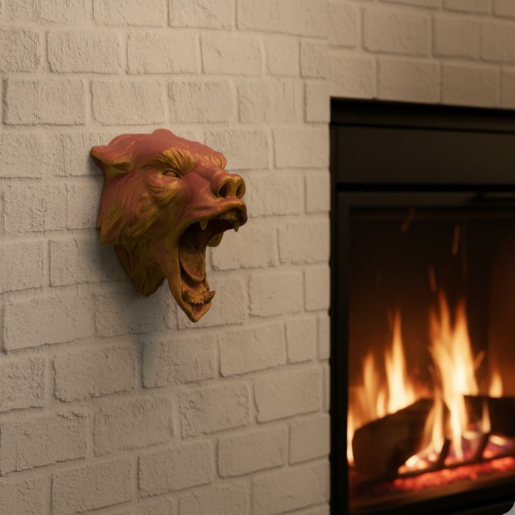 Gold Kırmızı Jaguar Duvar Dekoru Asılabilir Hediyelik 3D Heykel 20x16 cm - Lisinya