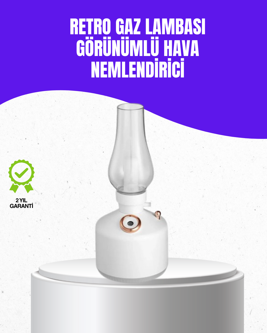 Retro Gaz Lambası Görünümlü Ledli Buhar Püskürtücü Aroma Difüzör - Lisinya