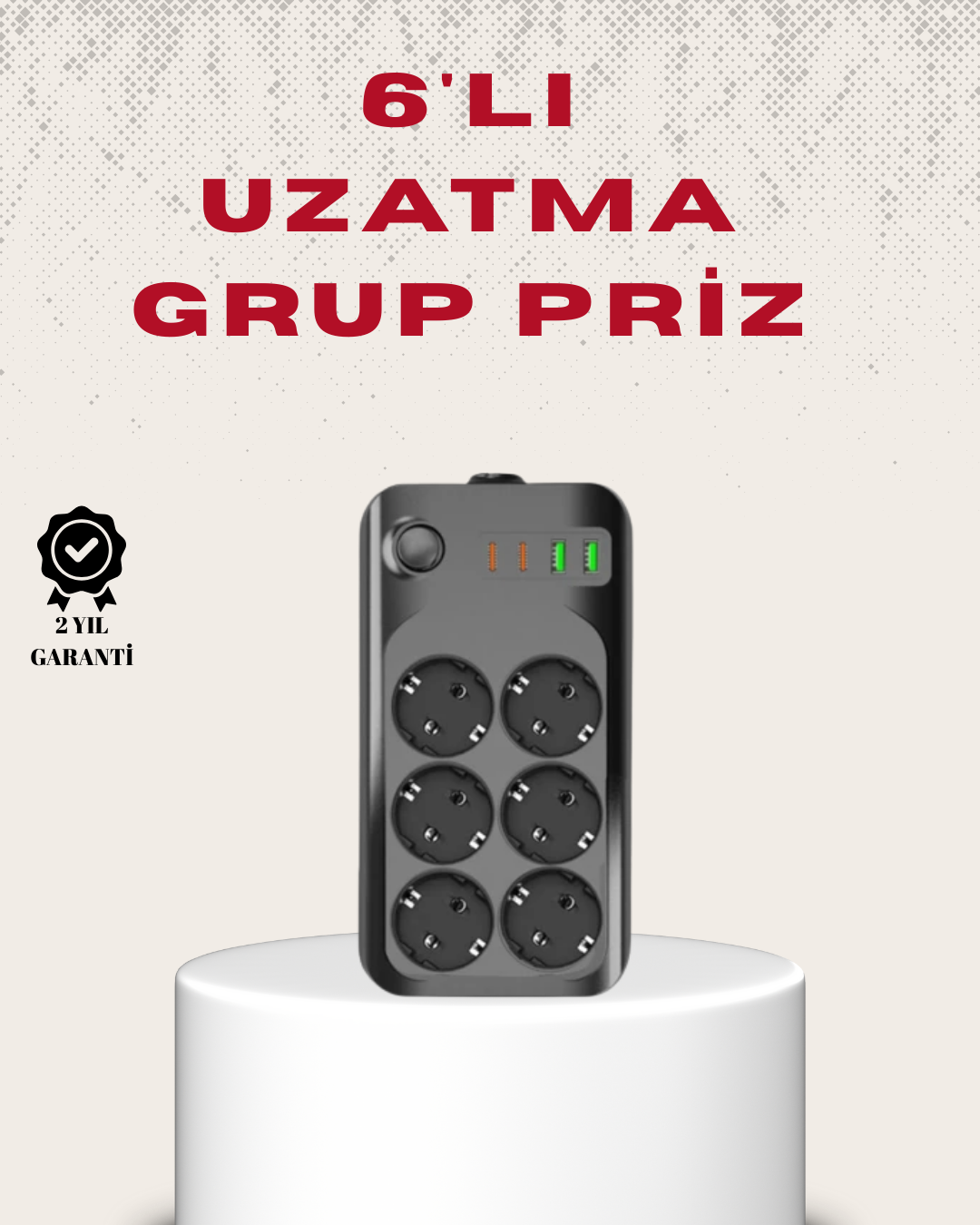 6’lı Grup Priz Termal Korumalı USB Type-C Çoklu Priz 2 Metre Kablo - Lisinya 6’lı Grup Priz Termal Korumalı USB Type-C Çoklu Priz 2 Metre Kablo - Lisinya