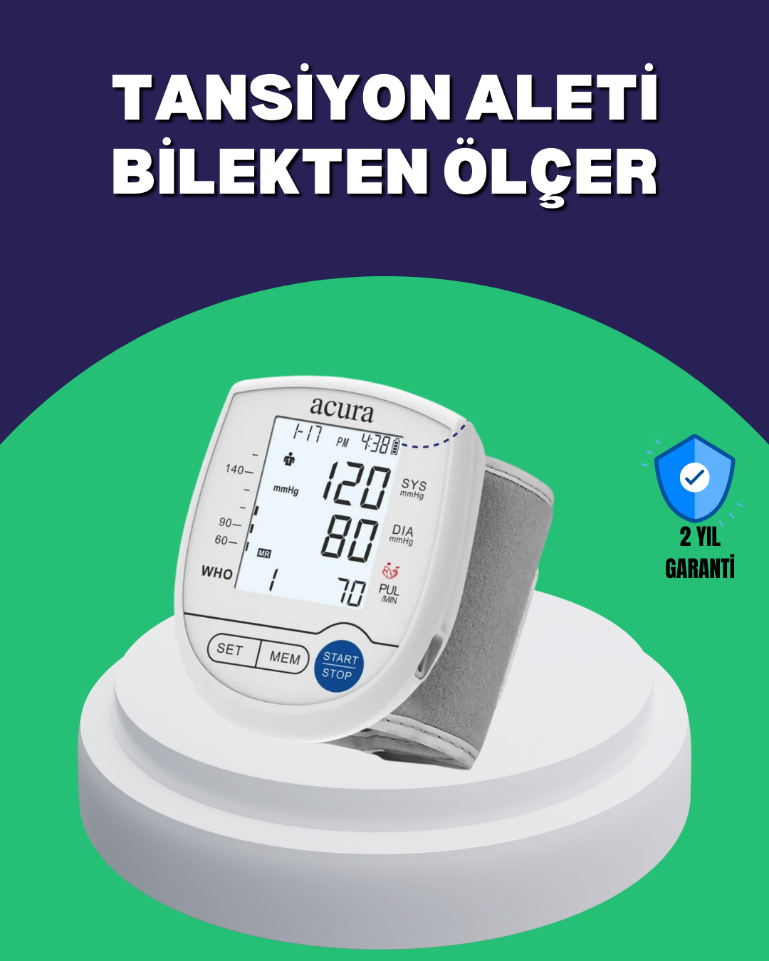 Şarjlı ve Pilli Bilek Tansiyon Ölçer Dijital Ekran Hafıza Kayıtlı - Lisinya