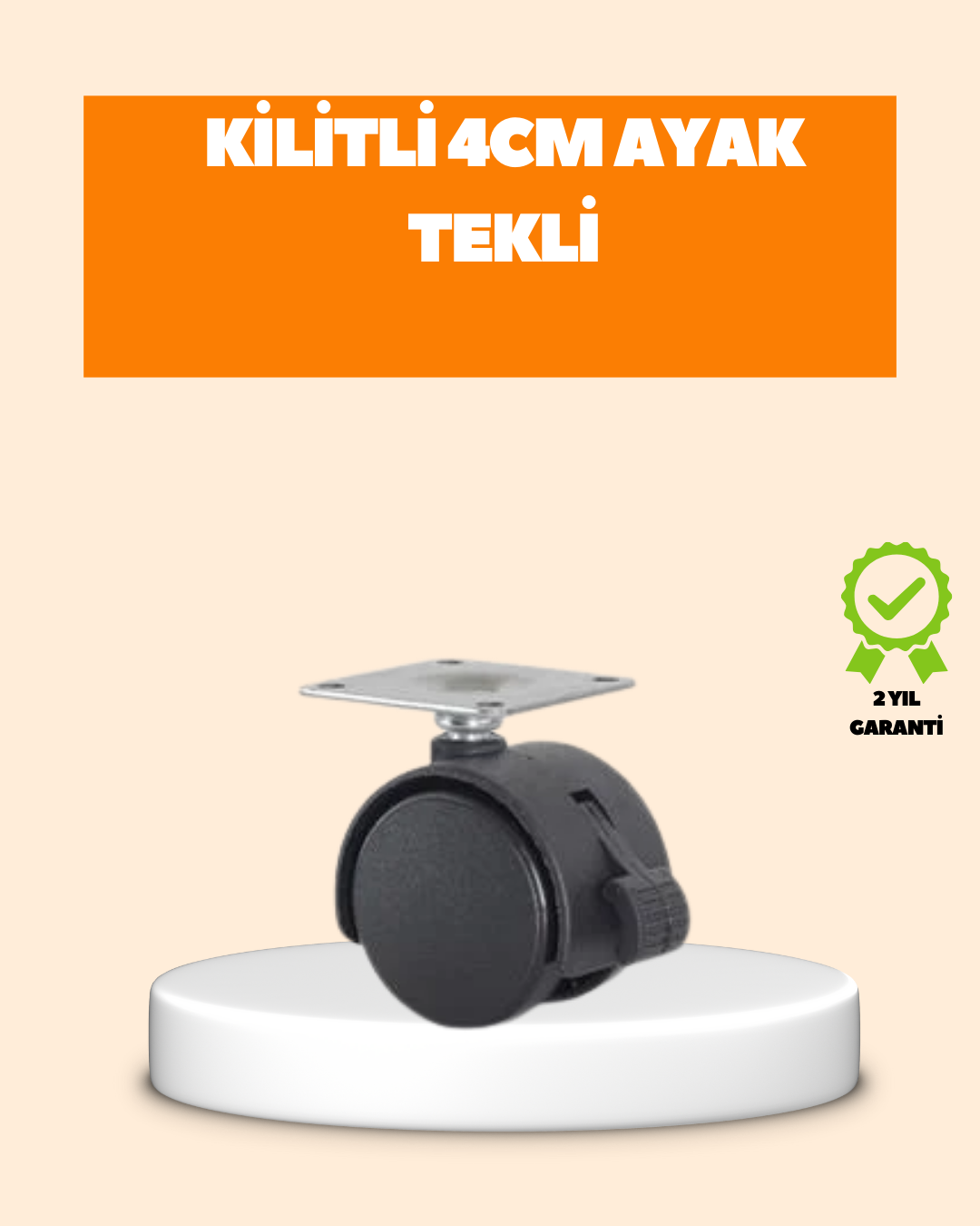 4 cm Kilit Mekanizmalı Mobilya Ayağı Tekli - Lisinya