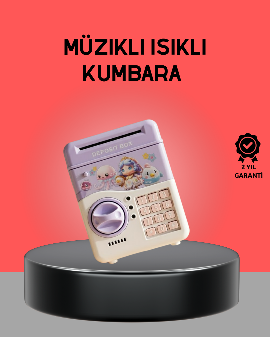 Çocuklar İçin Elektronik Şifreli Para Biriktirme Kumbarası Mor - Lisinya