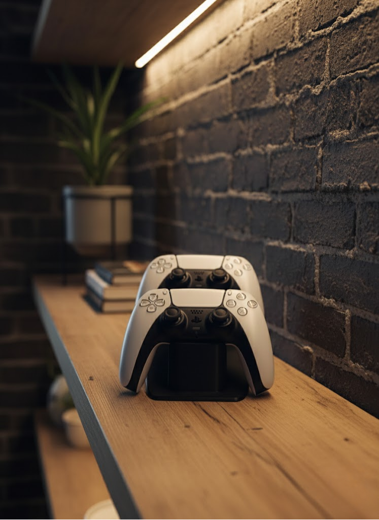 İkili Gamepad Tutucu Siyah 7x18 cm Masa ve Raf Düzeni - Lisinya