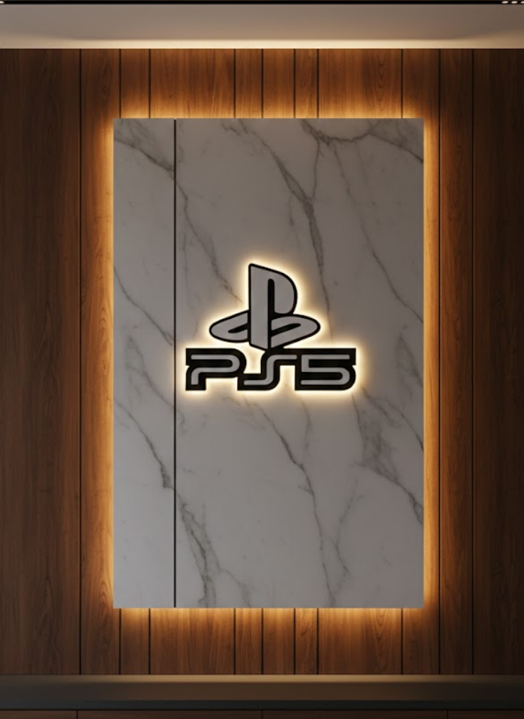 PS5 Logo Dekoratif Duvar Süsü Oyun Odası ve Salon Uyumu - Lisinya