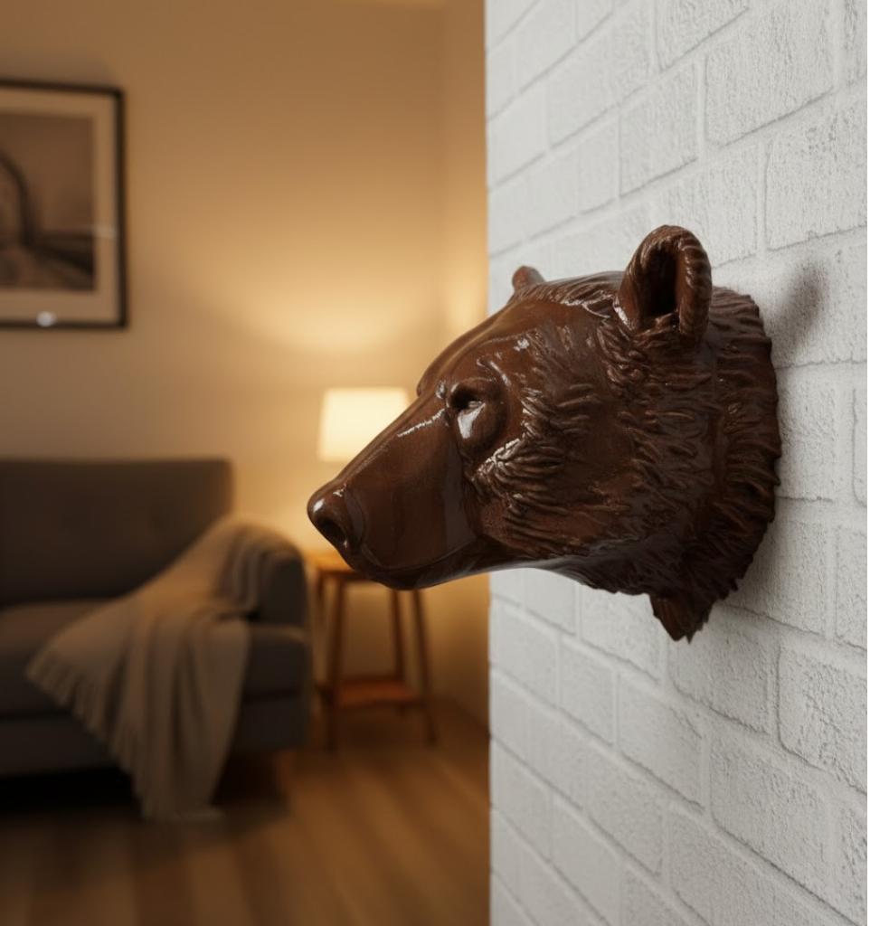 Dekoratif Ayı Duvar Heykeli Asılabilir Hediyelik 25x19 cm - Lisinya