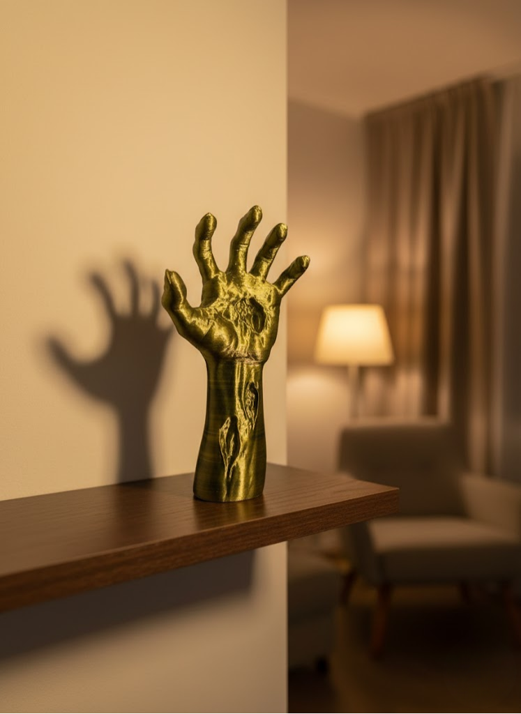 Sanatsal El Formu Heykel Altın Yeşil Tasarım Hediyelik Dekor - Lisinya