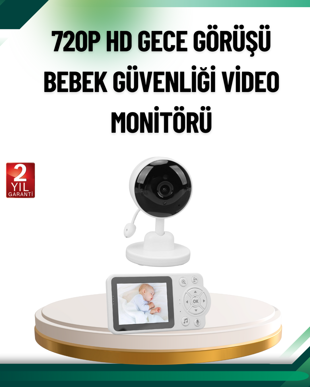 Sesli ve Görüntülü Bebek Kamerası Sıcaklık Takipli - Lisinya