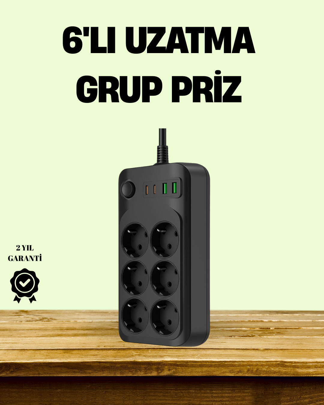 2500W Güçlü 6’lı Priz USB ve Type-C Çıkışlı Termal Korumalı - Lisinya 2500W Güçlü 6’lı Priz USB ve Type-C Çıkışlı Termal Korumalı - Lisinya