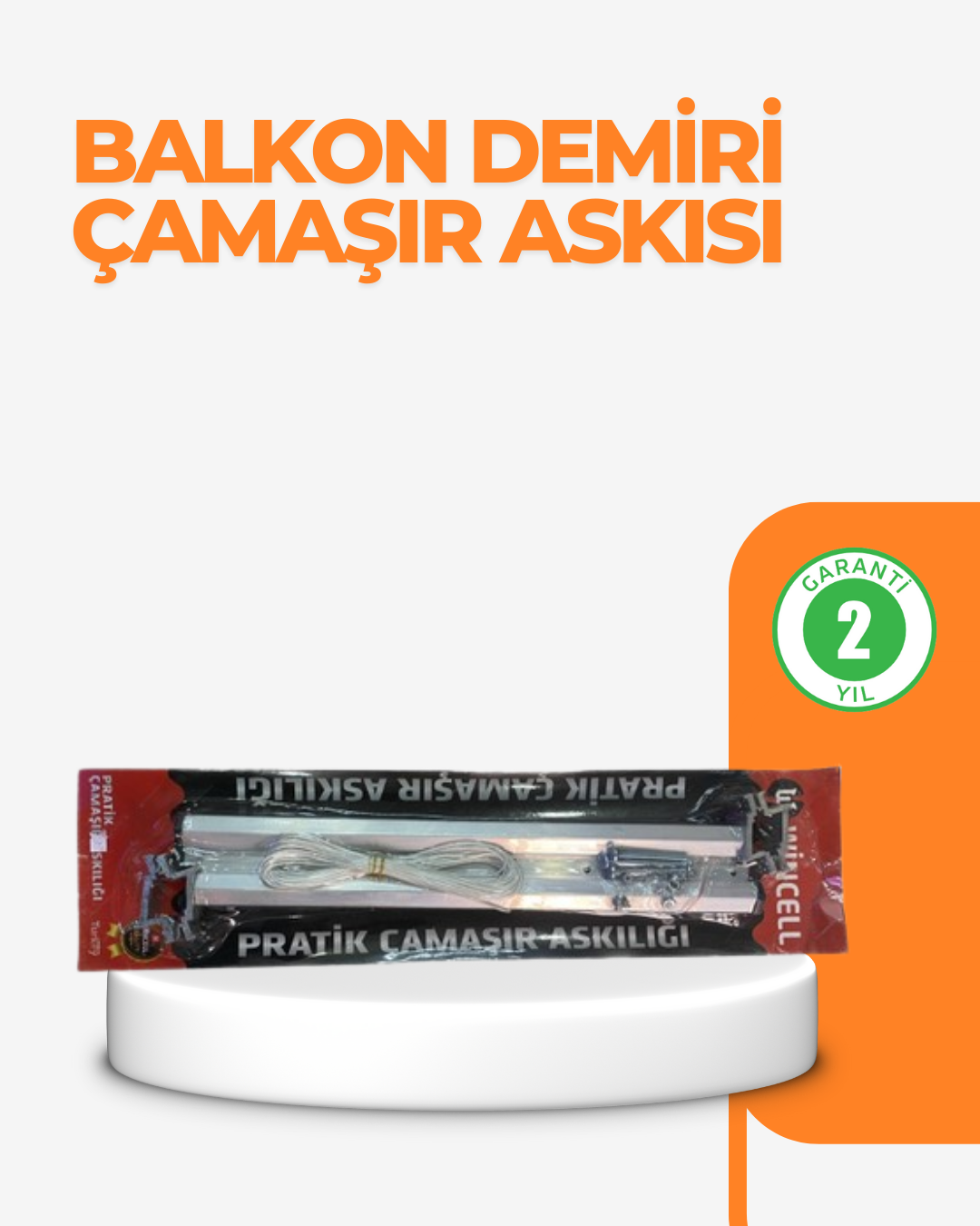 25x60 cm Çamaşır Askılığı Kare Balkon Demiri İçin Dayanıklı Tasarım - Lisinya