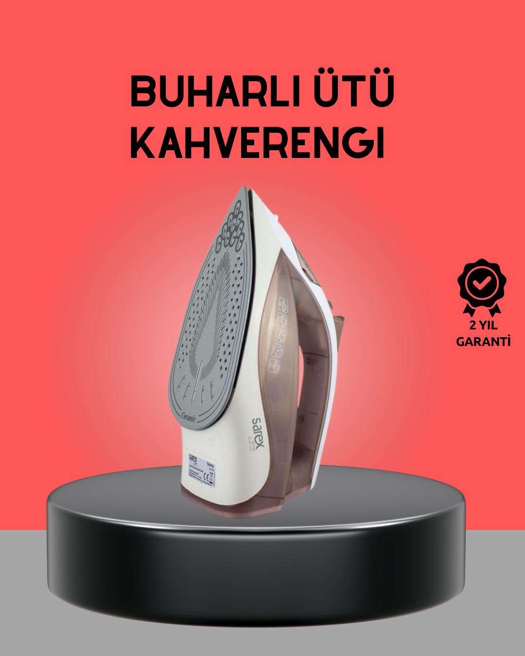 Kahverengi Buharlı Ütü 2200W Sürekli Buhar 120 g Şok Buhar - Lisinya