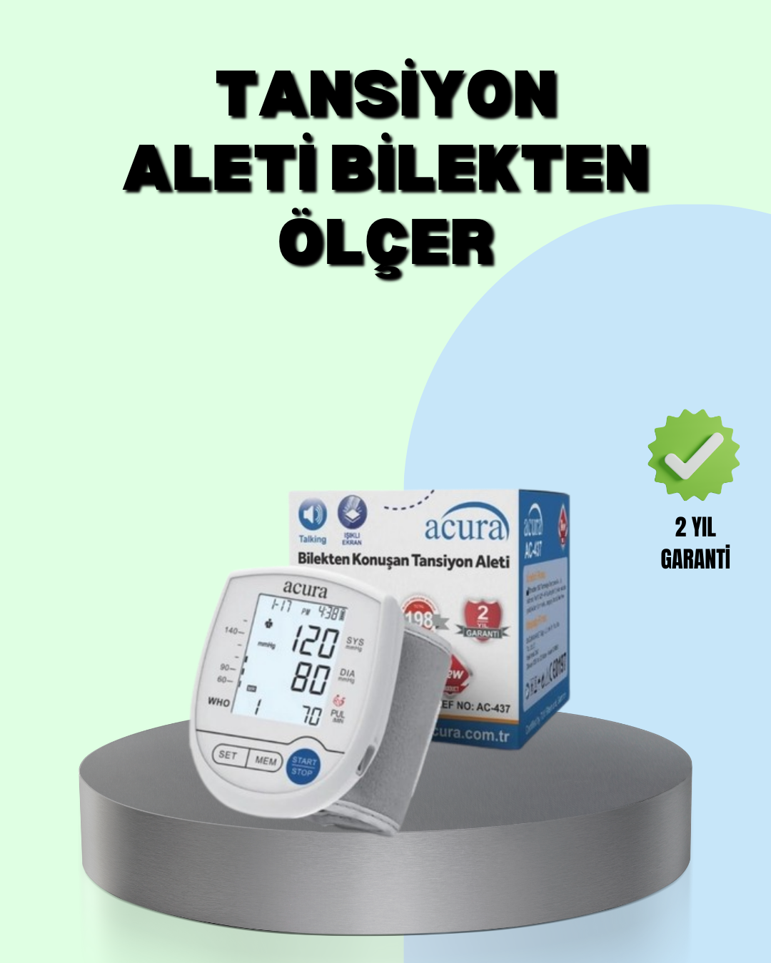 Dijital Bilek Tansiyon Aleti Çift Güç Kaynaklı HD Ekranlı - Lisinya