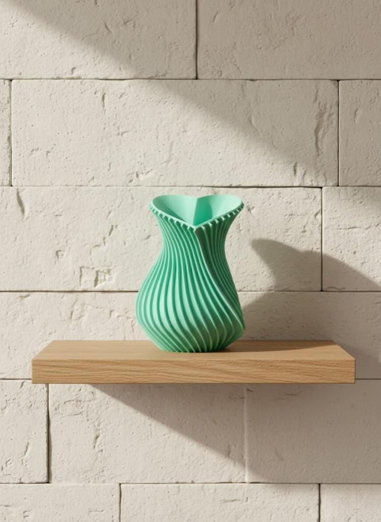 Kalpli Turkuaz Dekoratif Vazo 24 cm Modern Şık Tasarım - Lisinya