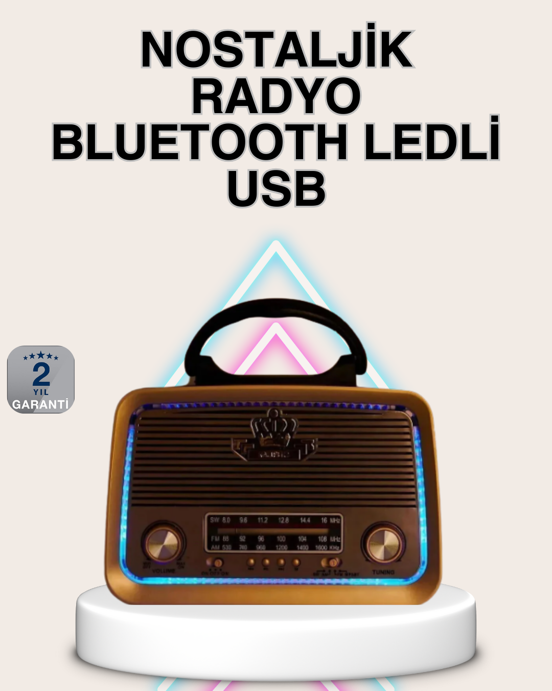 Ahşap Nostaljik Radyo Bluetooth USB SD Kart Destekli - Lisinya
