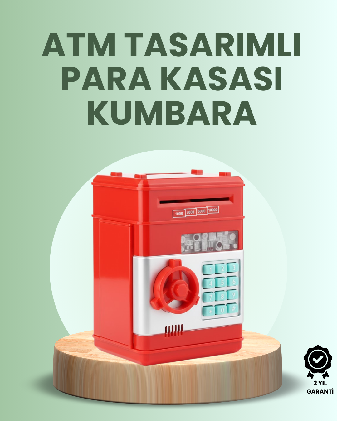 Kırmızı ATM Kasa Tipi Para Biriktirme Kumbarası - Lisinya