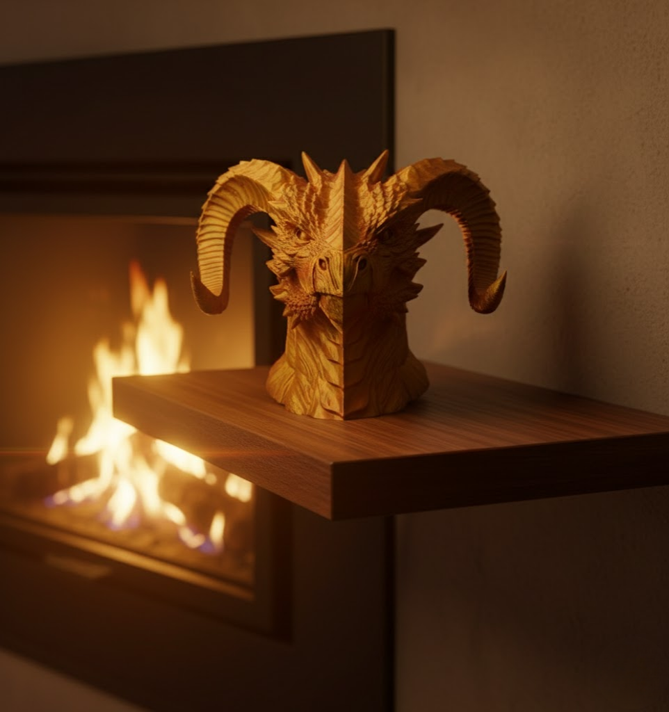 Asil Tasarım Gold–Red Ejderha Heykeli Hediyelik Fantastik Dekor - Lisinya