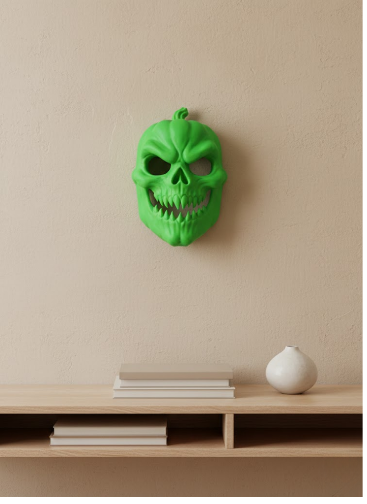 Yeşil Dekoratif Korku Maskesi Duvar Süsü - Lisinya