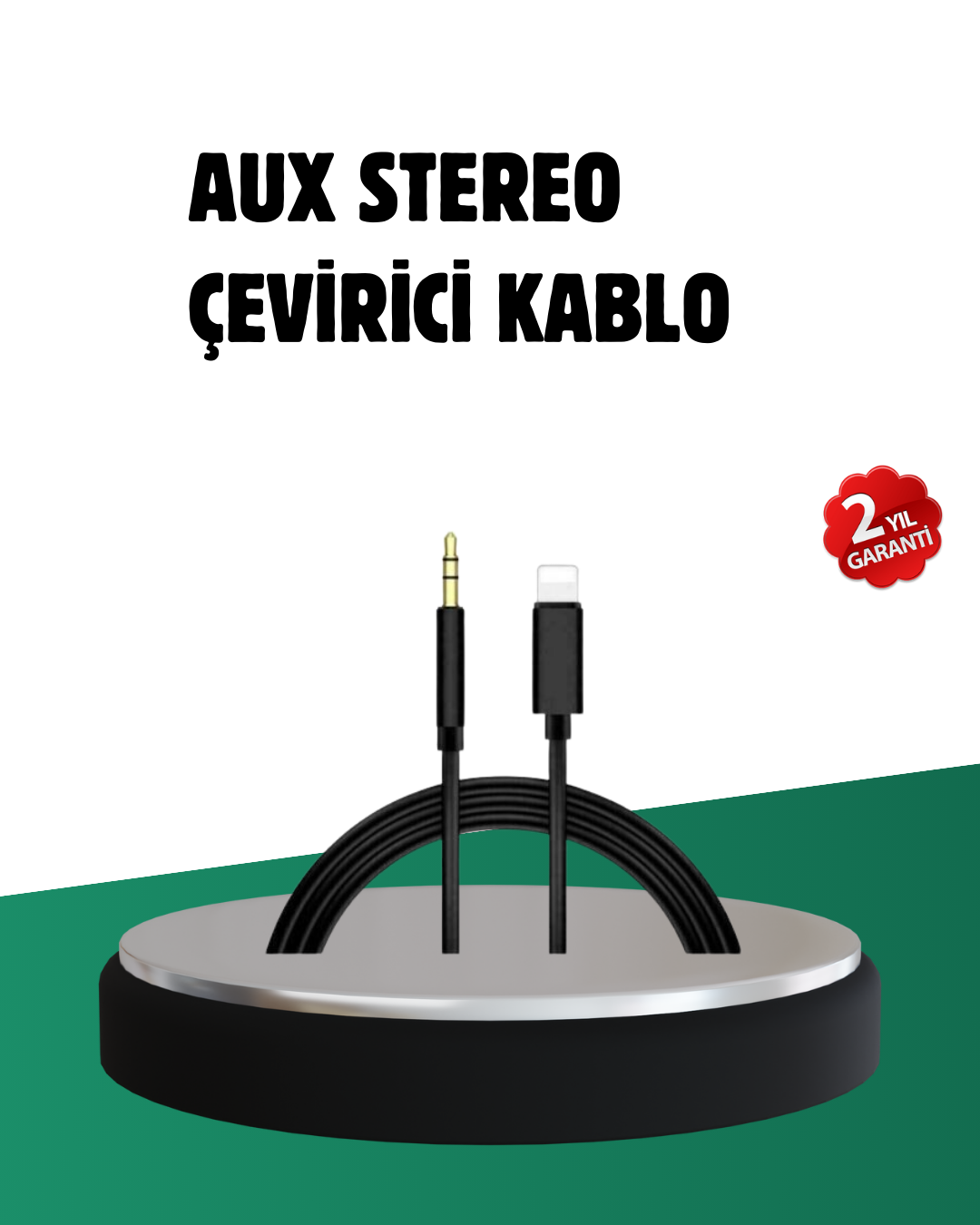 iPhone Uyumlu Lightning – 3.5mm Aux Adaptör Kablo Stereo Ses Aktarım - Lisinya