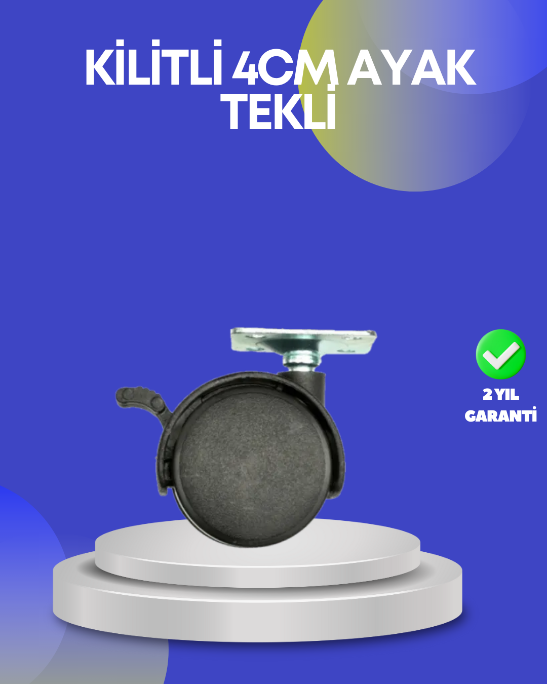 Dolap ve Raflar İçin 4 cm Kilitli Tekerlek Tekli - Lisinya