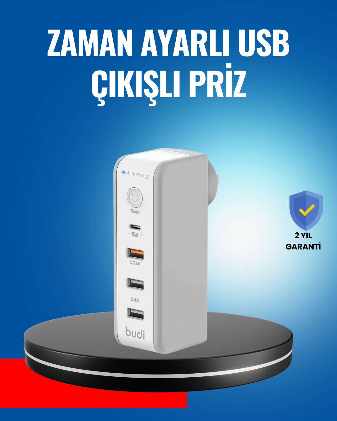 Ev ve Ofis İçin Zaman Kontrollü Çoklu Şarj Cihazı - Lisinya