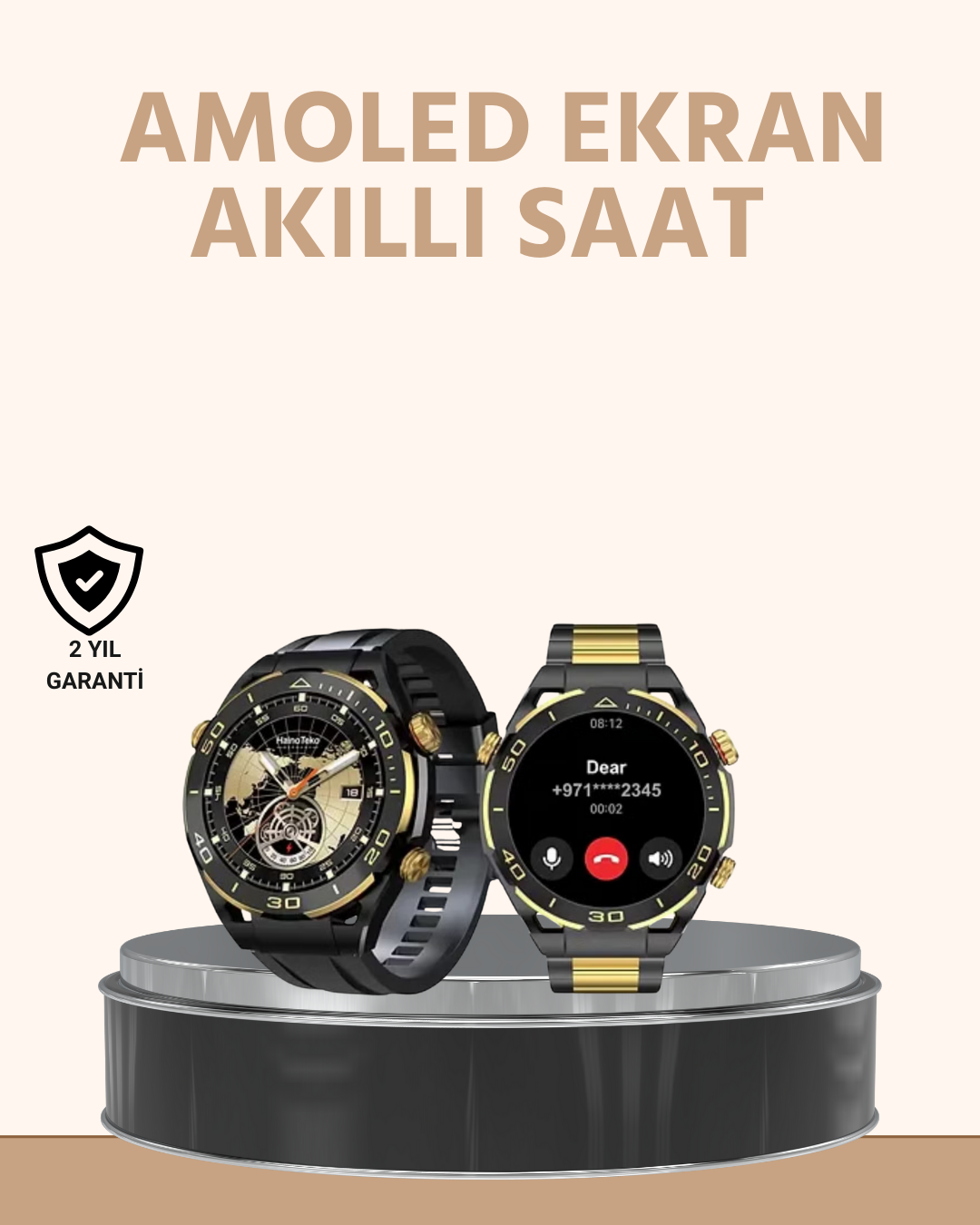 Amoled Ekran Akıllı Saat Uyku Nabız Adım Ölçer Su Geçirmez - Lisinya