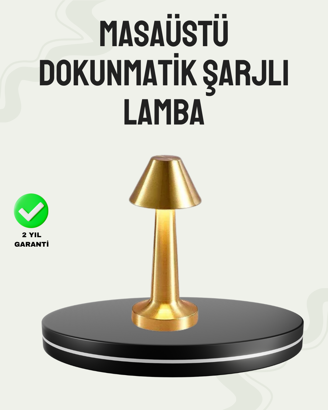 Kablosuz LED Masa Lambası 1800mAh 3 Renk Aydınlatma Dokunmatik - Lisinya