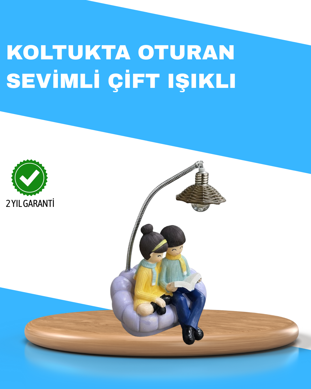 Romantik Çift Temalı Dekoratif Masa Lambası Yumuşak LED Işık - Lisinya