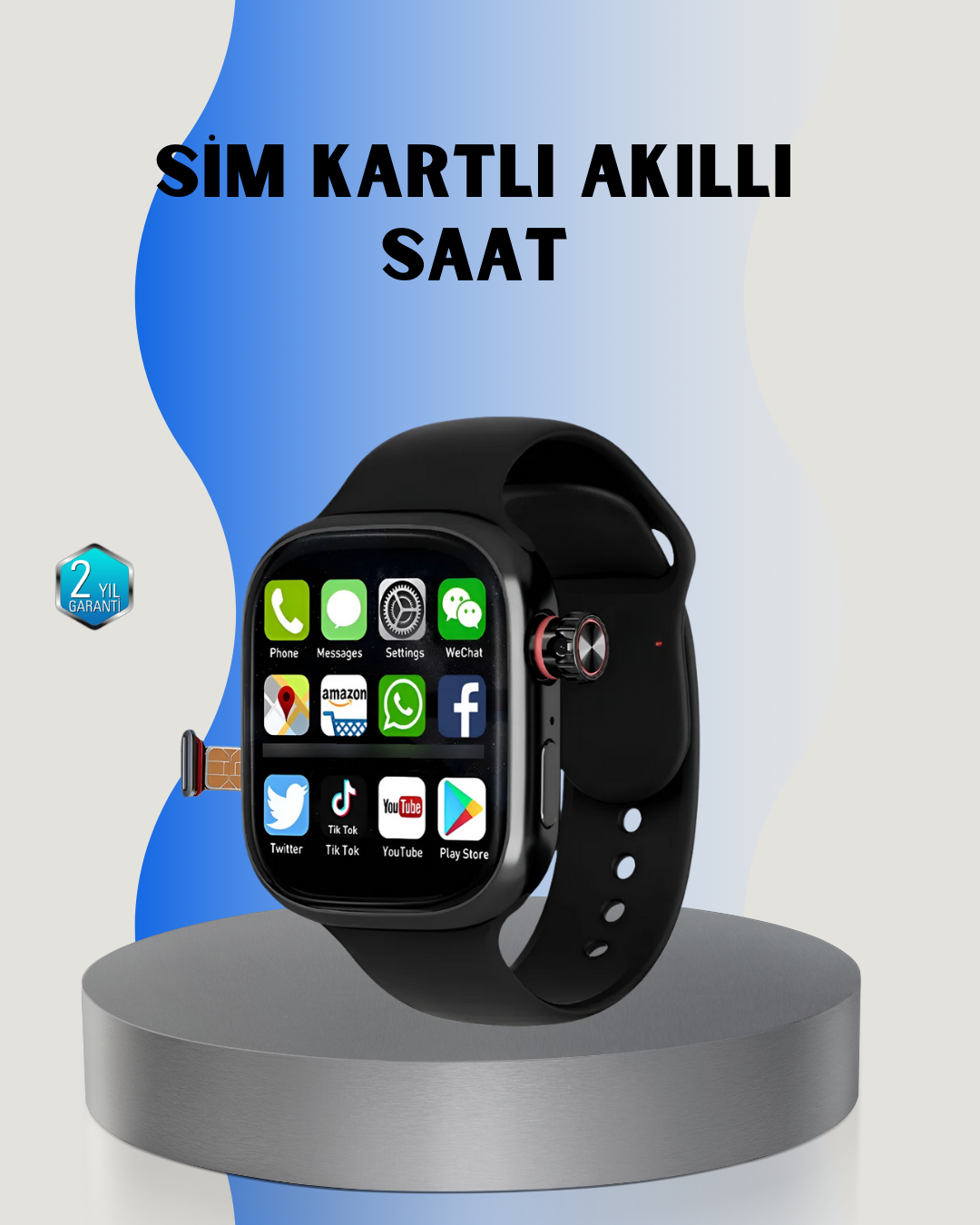 Adımsayar ve Nabız Ölçerli SIM Kartlı Akıllı Saat - Lisinya