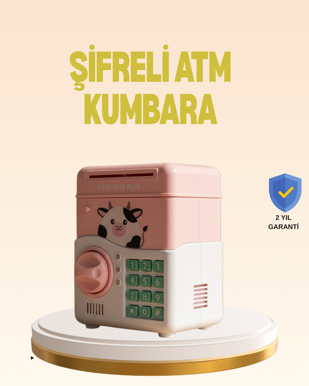 Çocuklar İçin Pembe ATM Görünümlü Elektronik Kumbara - Lisinya