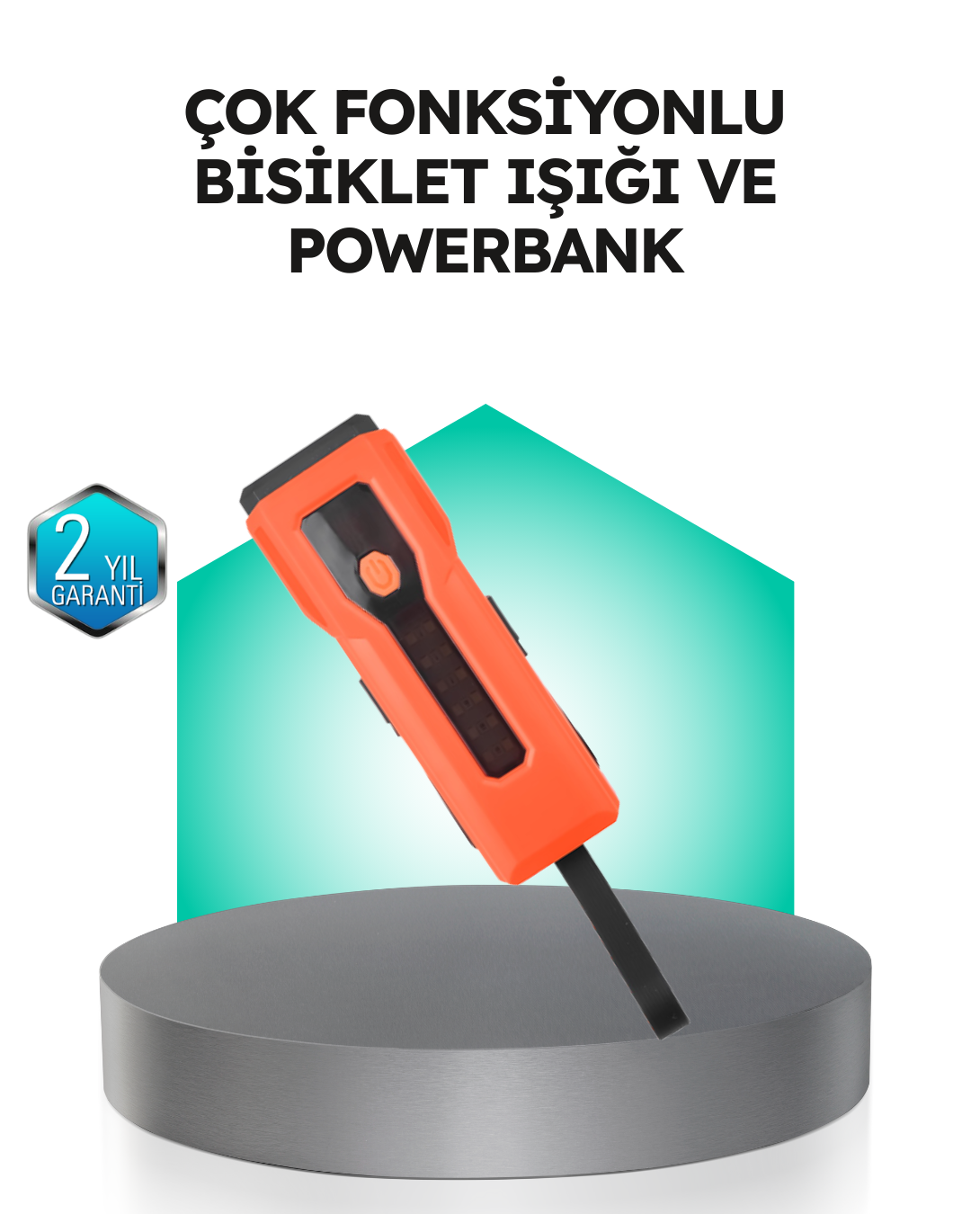 5000 mAh Bataryalı Bisiklet Farı COB Çakar Çok Fonksiyonlu - Lisinya