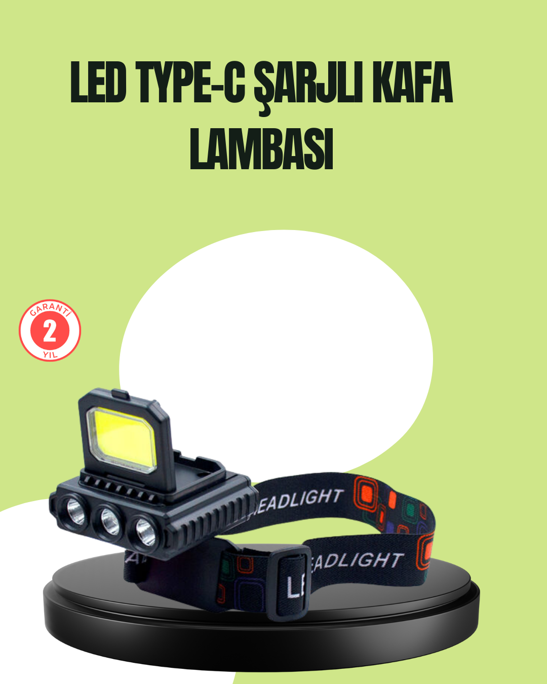 800 Lumen Çok Fonksiyonlu LED Kafa Lambası Type C Şarjlı - Lisinya