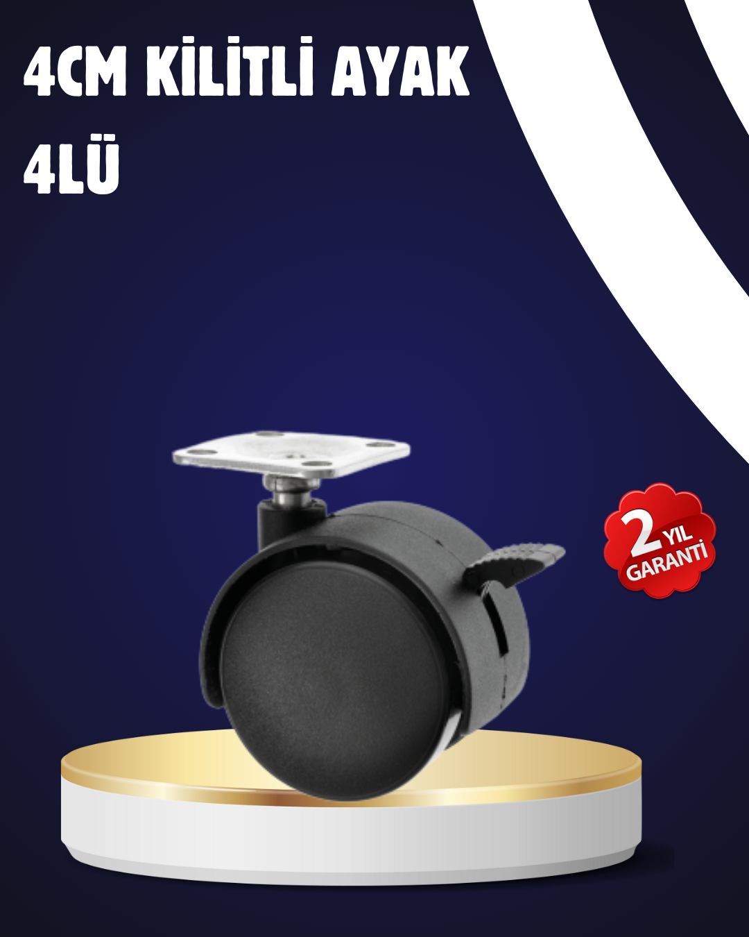4’lü Kilitli Tekerlek Ayak 4 cm Sessiz ve Dayanıklı - Lisinya