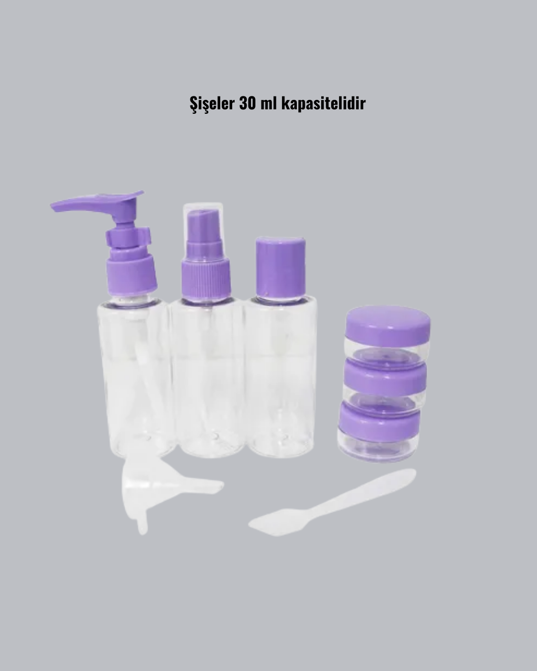 Seyahat Banyo Seti 5 Parça Şeffaf Taşıma Çantalı 30 ml - Lisinya