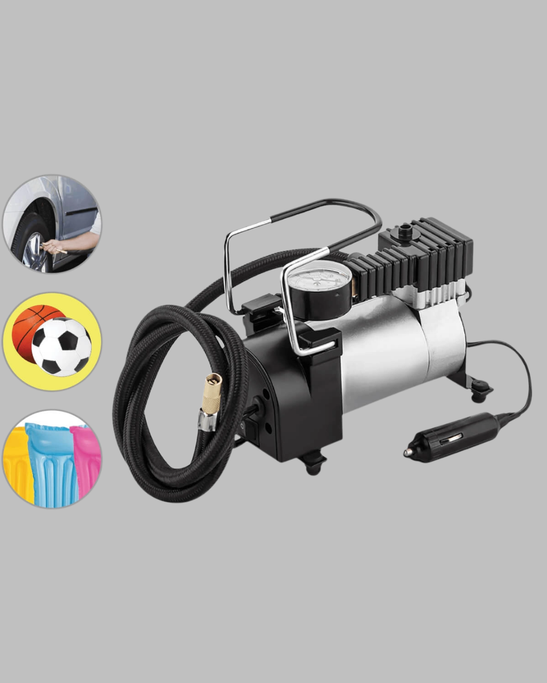 Araç Çakmak Girişli Metal Hava Kompresörü 10A Güçlü Motor - Lisinya