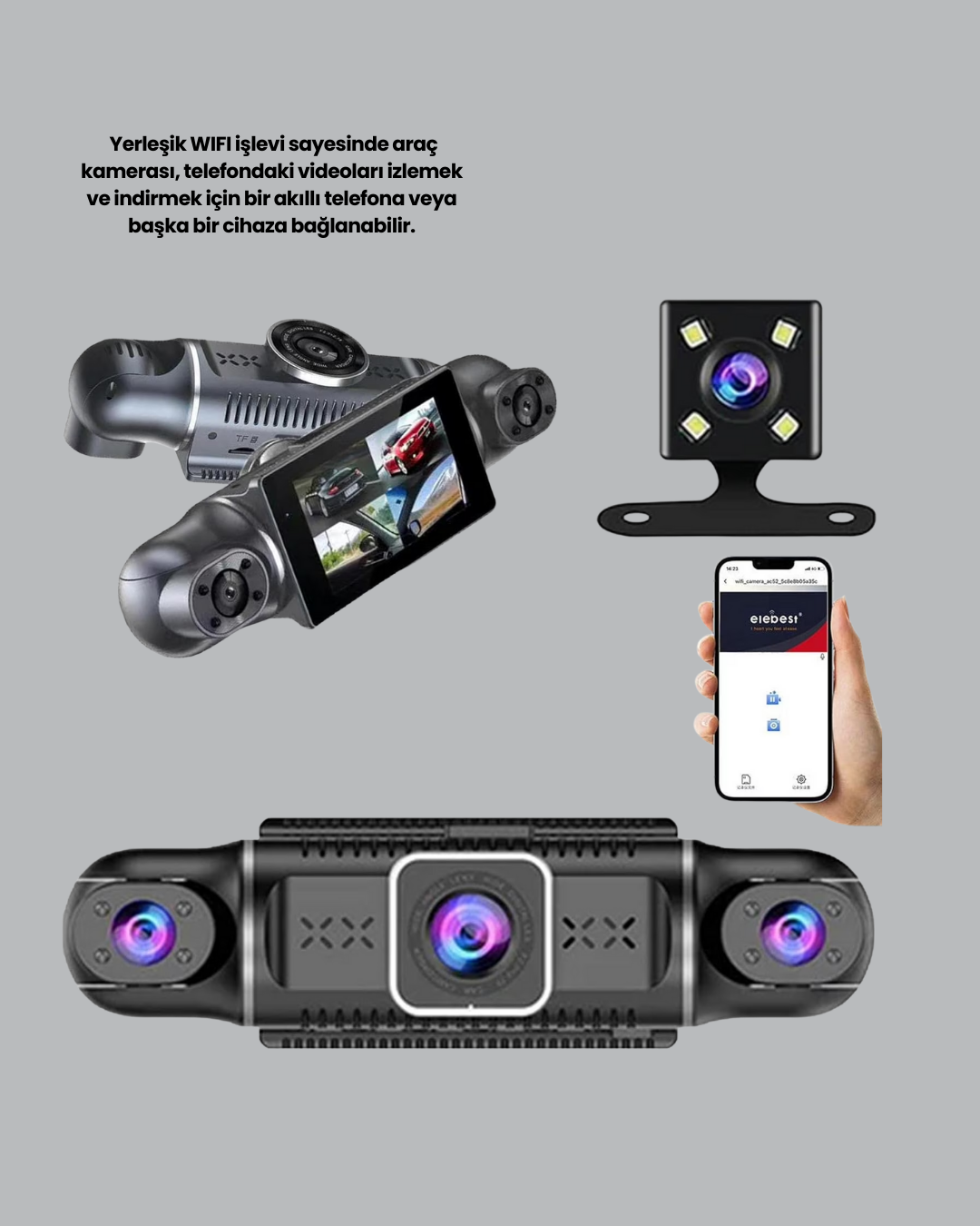 4 Kameralı Araç Kayıt Cihazı Full HD Park İzleme Gece Görüş - Lisinya