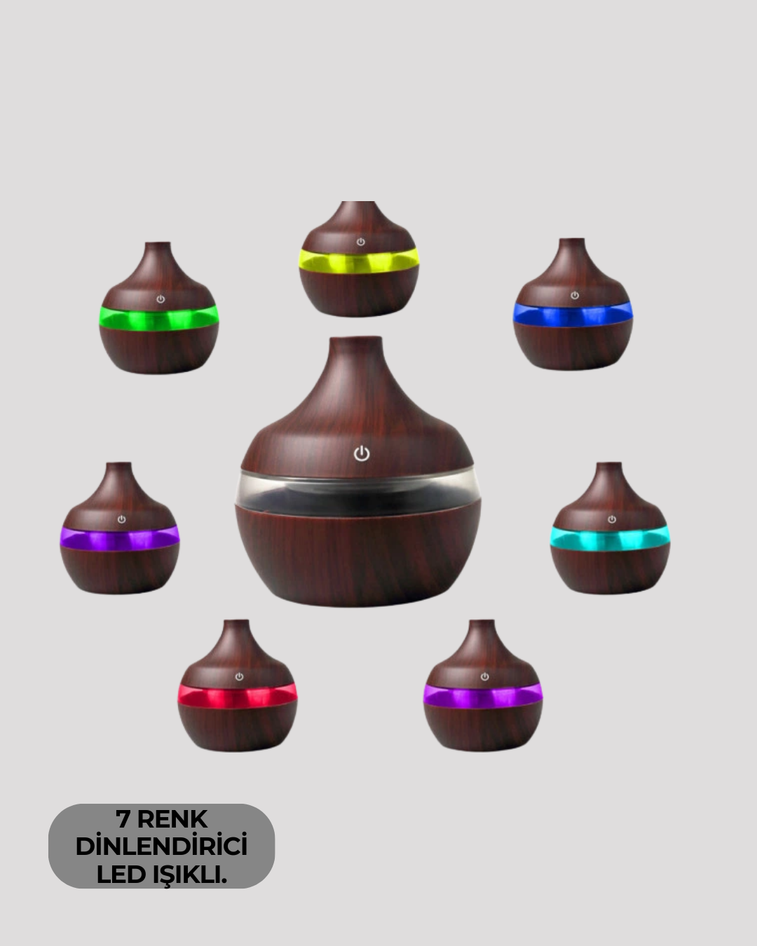 Aromaterapi Uyumlu 300 ml LED Işıklı Oda Kokusu Difüzörü - Lisinya