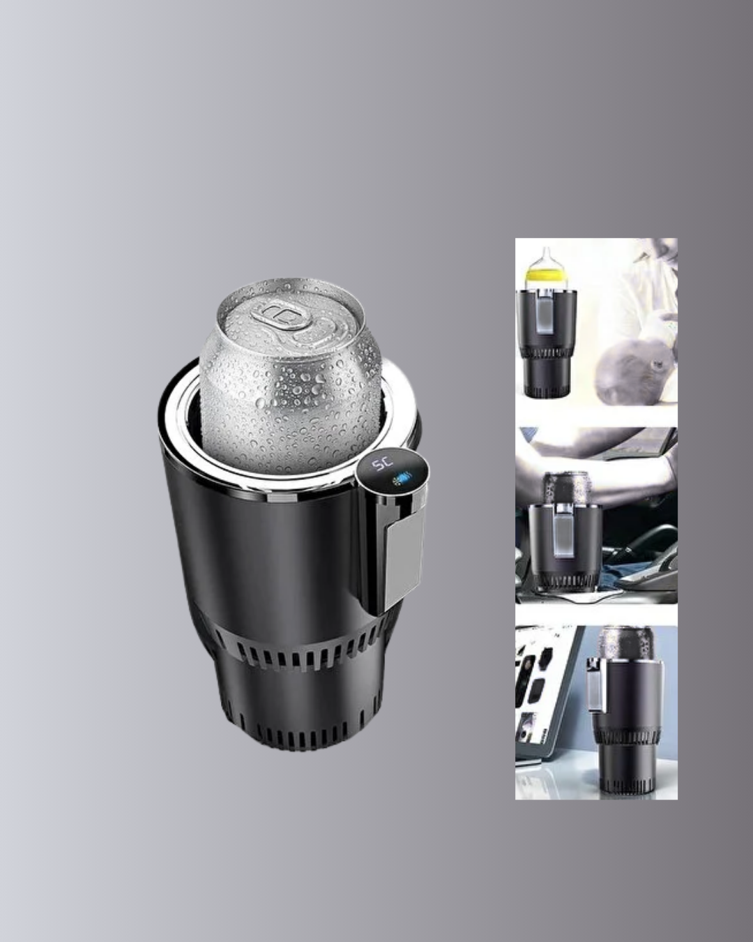 Araç İçi Akıllı Bardaklık Isıtıcı Soğutucu Dijital Ekranlı - Lisinya