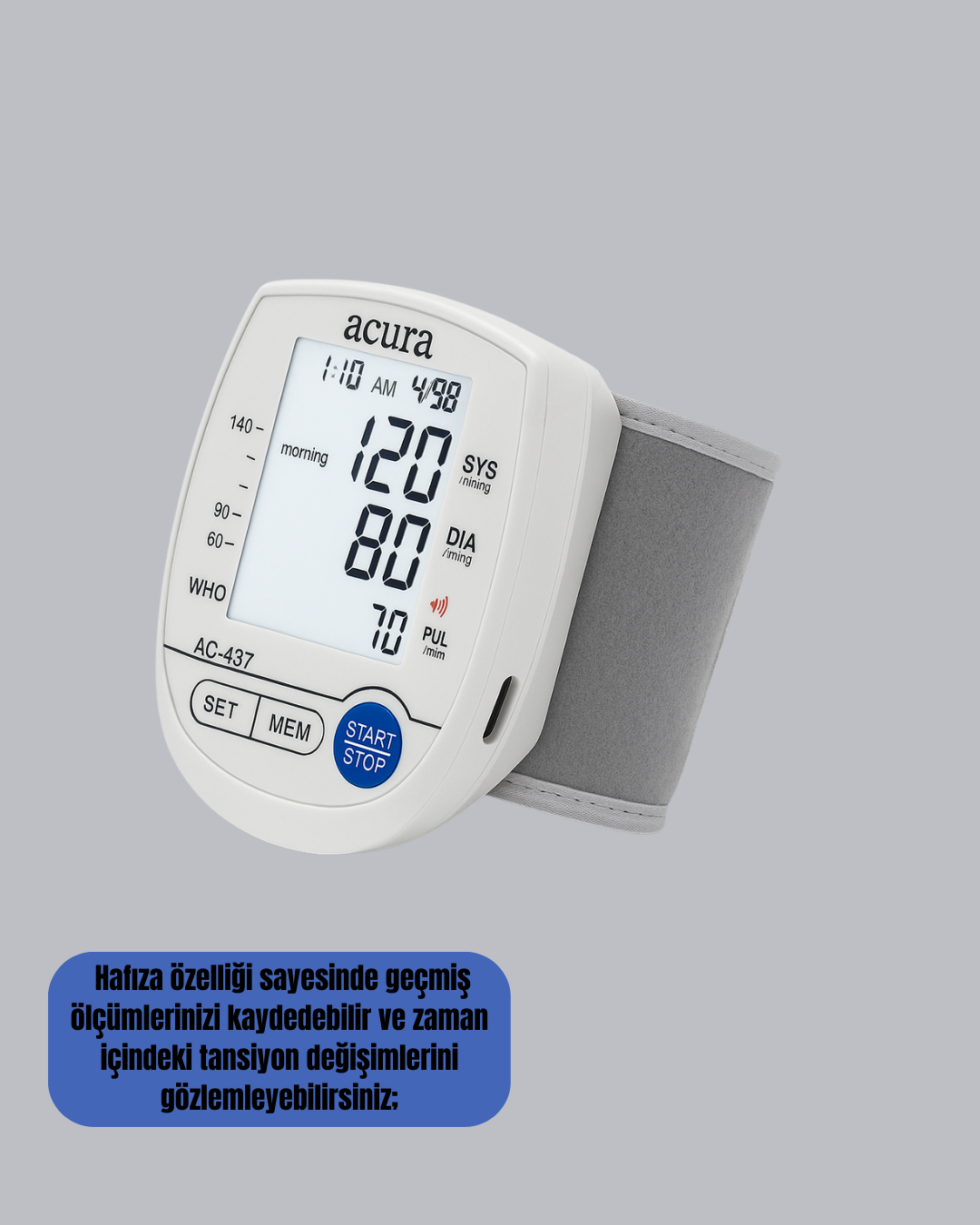 Şarjlı ve Pilli Bilek Tansiyon Ölçer Dijital Ekran Hafıza Kayıtlı - Lisinya