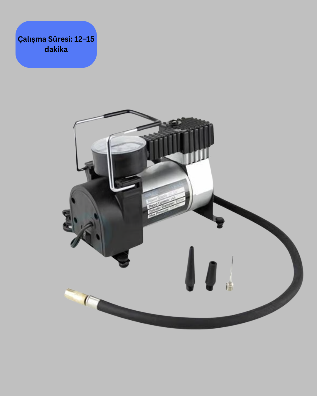 Araç Çakmak Girişli Metal Hava Kompresörü 10A Güçlü Motor - Lisinya