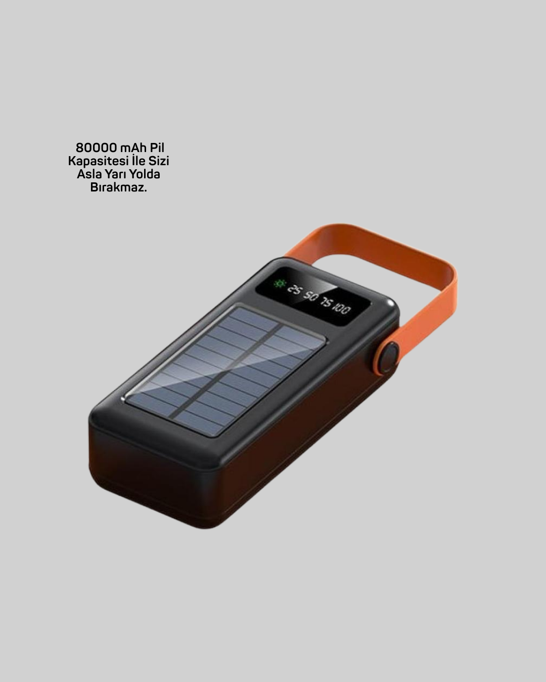 80000 mAh Solar Powerbank Göstergeli Fenerli Hızlı Şarj Taşınabilir Şarj Cihazı - Lisinya