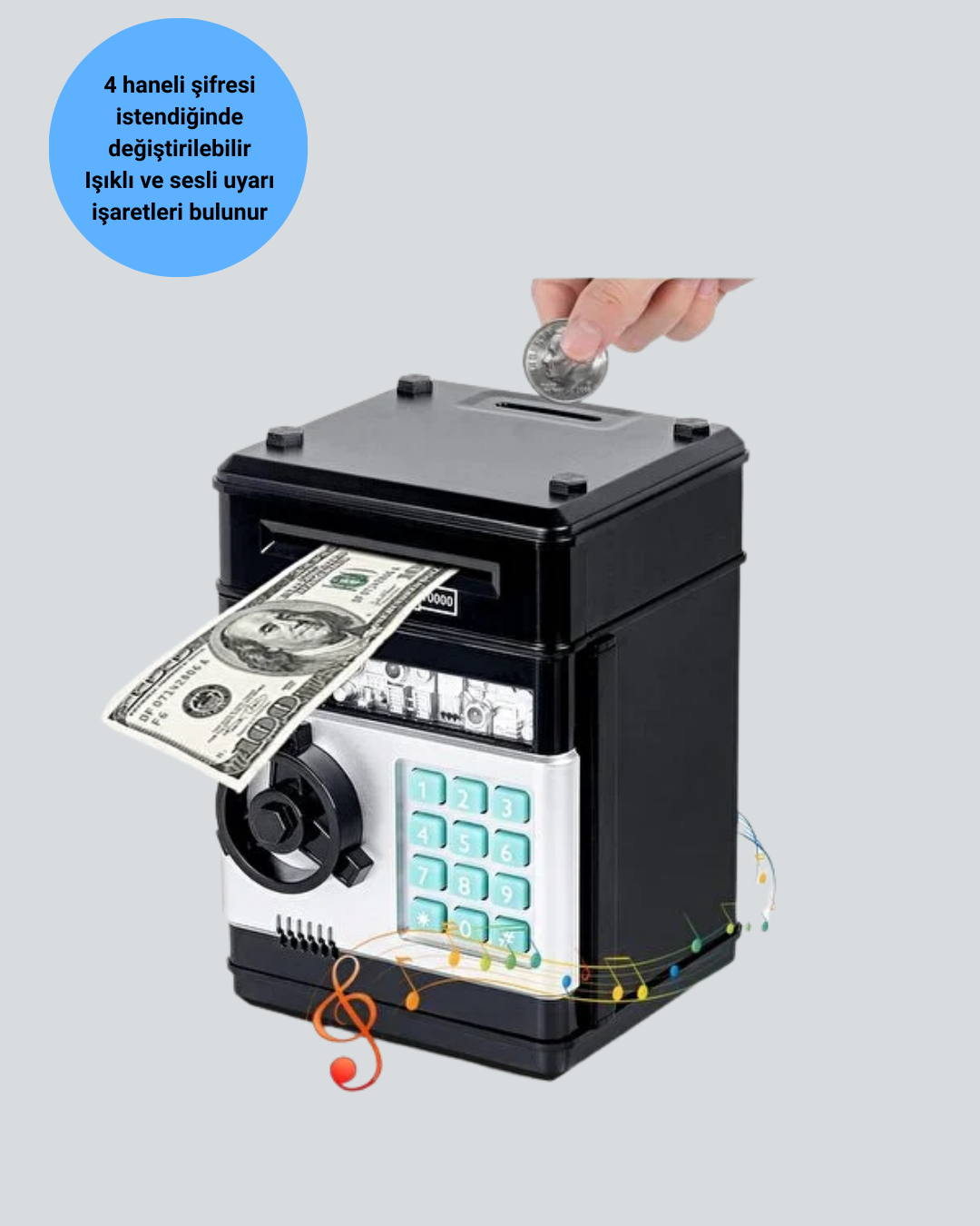 Çocuklar İçin Şifreli ATM Kasa Para Yutan Kumbara - Lisinya