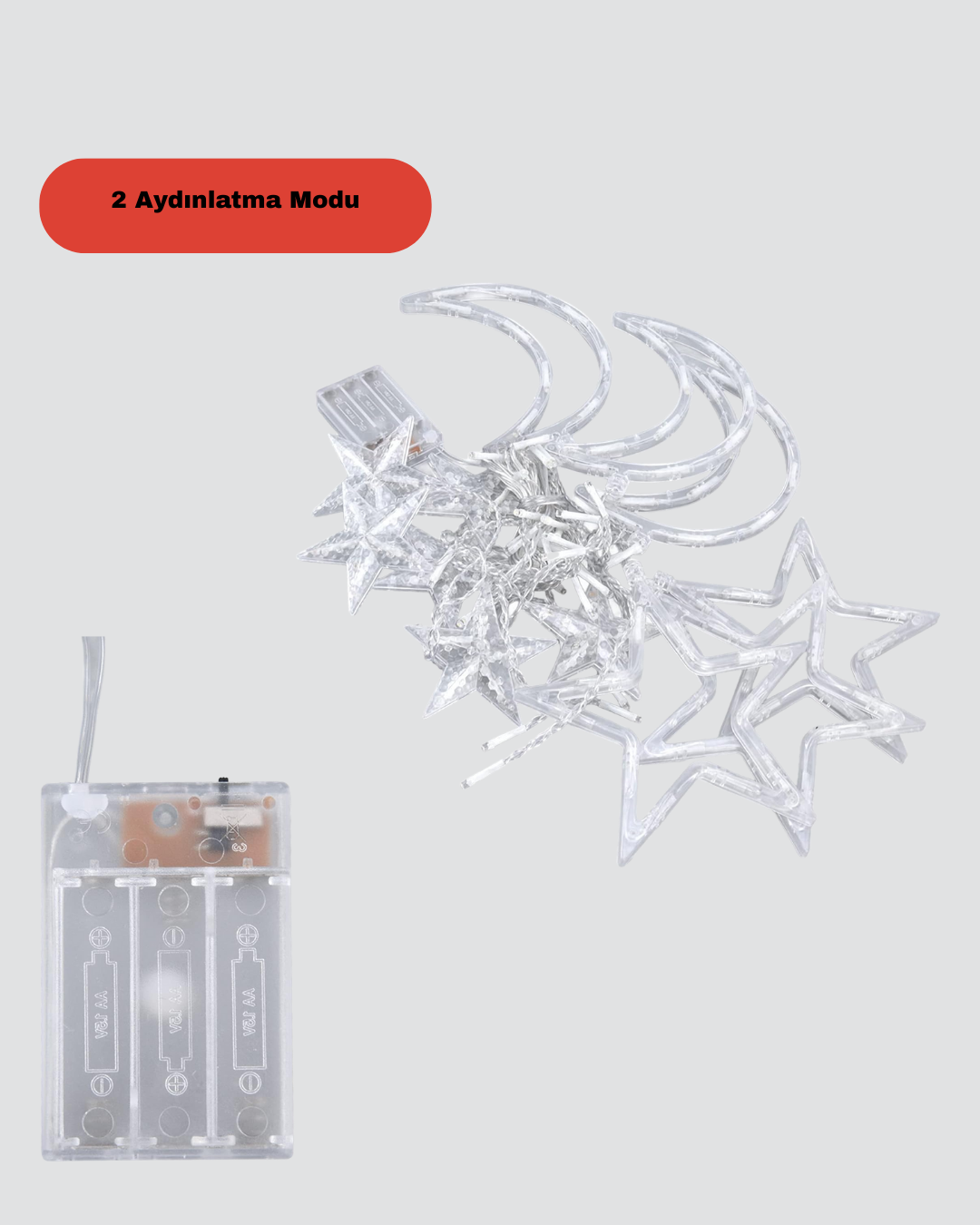 126 Led Yıldız Ay Figürlü Perde Işık Romantik Ambiyans - Lisinya