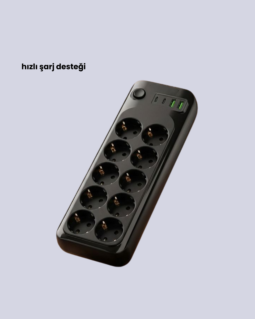 USB Type-C Destekli 10’lu Grup Priz Termal Korumalı 2m Kablo 2500W - Lisinya USB Type-C Destekli 10’lu Grup Priz Termal Korumalı 2m Kablo 2500W - Lisinya