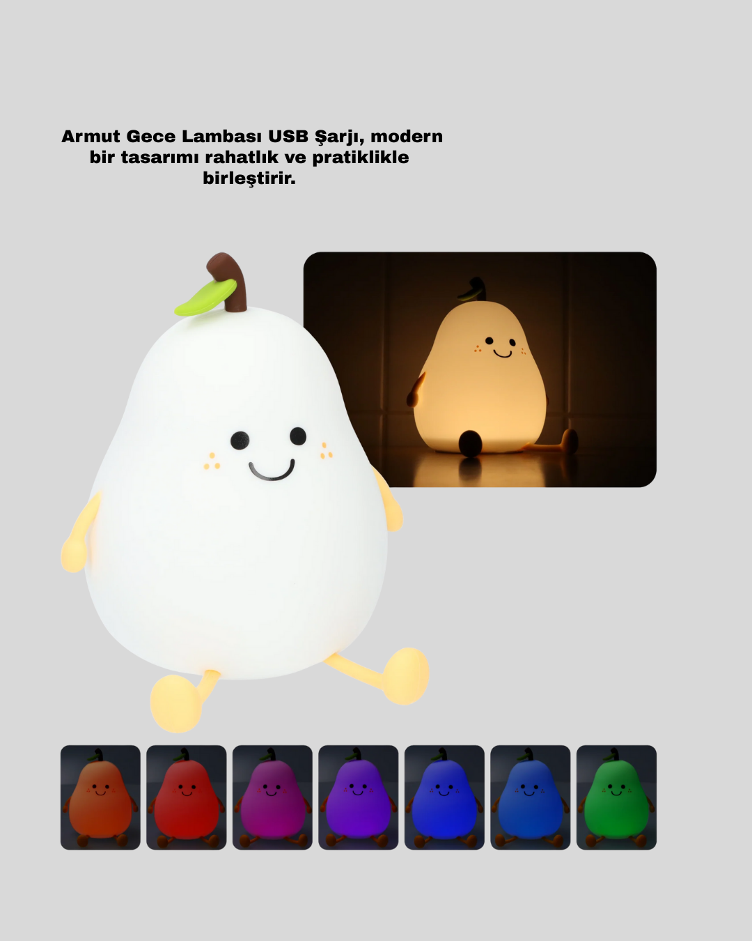 Armut Gece Lambası USB Şarjlı Ayarlanabilir LED Işık - Lisinya