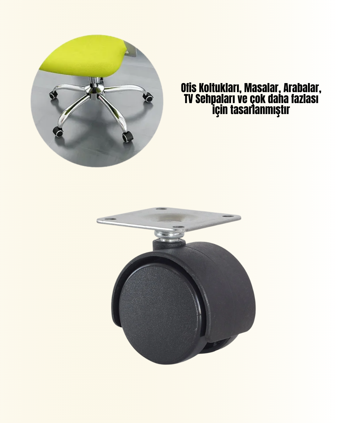 Çok Amaçlı Kilitsiz Masa Ayağı Tekerleği 6 cm - Lisinya