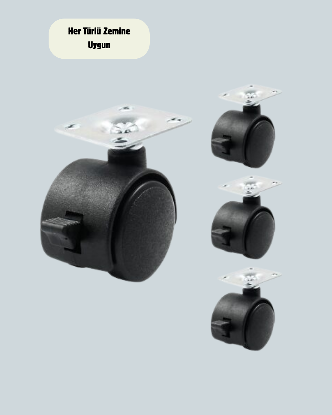 Kilitli 4 cm Tekerlek Ayak 4’lü Set Zemin Koruyucu - Lisinya