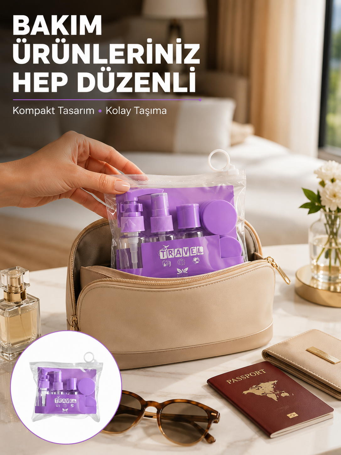 Seyahat Bakım Seti 5 Parça Sızdırmaz Şeffaf Kapaklı 30ml - Lisinya Seyahat Bakım Seti 5 Parça Sızdırmaz Şeffaf Kapaklı 30ml - Lisinya
