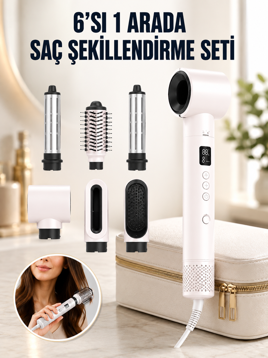 Negatif İyon Teknolojili 6-in-1 Profesyonel Saç Şekillendirici - Lisinya Negatif İyon Teknolojili 6-in-1 Profesyonel Saç Şekillendirici - Lisinya